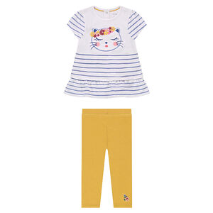 Ensemble avec tunique rayée et legging uni  