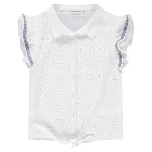 Junior - Chemisier en broderie anglaise avec manches volantées 