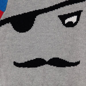 Pull en tricot avec motif pirate en jacquard et bandes contrastées 