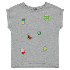Tee-shirt manches courtes avec badges brodés 