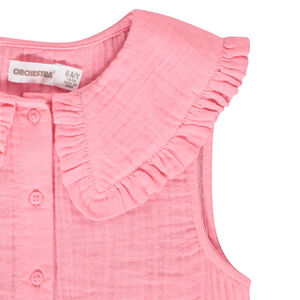 Chemise sans manches col claudine volanté fille 