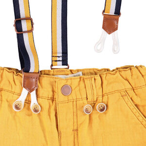 Pantalon en toile doublé jersey à bretelles amovibles 