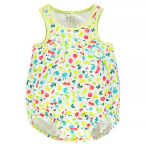 Combinaison courte naissance en coton éponge imprimé   