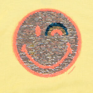 Tee-shirt manches courtes volantées avec Smiley en sequins magiques 