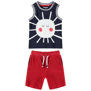 Ensemble avec débardeur print soleil et bermuda en éponge 