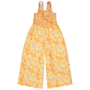 Combinaison longue à smock imprimé floral fille 