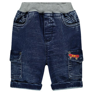 Bermuda en jeans effet used avec poches 