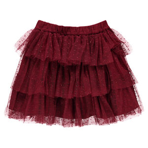 Jupe courte en tulle pailleté à volants  