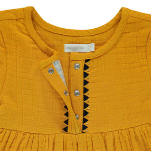 Robe manches longues en coton tubique avec ouverture pressionnée 