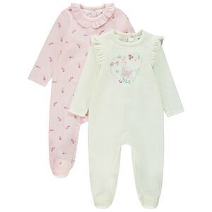 Lot de 2 dors-biens en velours motifs fleuris pour bébé fille 
