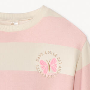 Sweat molleton oversize rayé et brodé pour bébé fille 