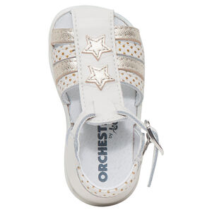 Nu-pieds en cuir avec étoiles et brides irisées 