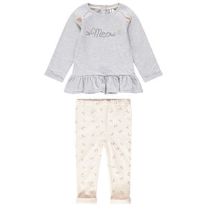 Jogging en molleton avec sweat volanté et pantalon imprimé 