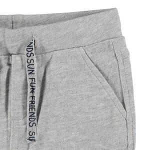 Bermuda en molleton uni avec cordons imprimés 