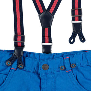 Pantalon en coton surteint doublé jersey à bretelles amovibles 