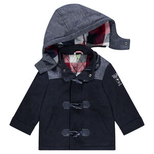 Duffle coat en polyester et laine doublé de flanelle à carreaux 