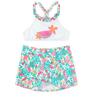 Maillot de bain 2 pièces imprimé all-over avec bas forme jupe 