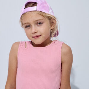 Robe sans manches en jersey côtelé uni fille 