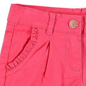 Short en coton avec biais volanté sur les poches 