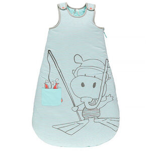 Turbulette rayée en jersey avec hippopotame brodé 