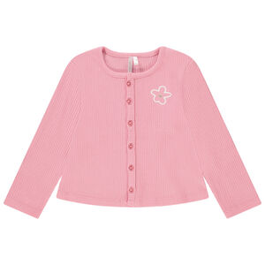 Gilet en maille côtelée broderie fleur pour bébé fille 