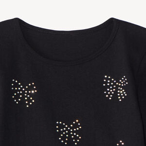 T-shirt manches longues nœud strass fille  