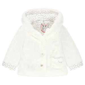 Veste en sherpa à capuche avec doublure en jersey imprimée all-over 