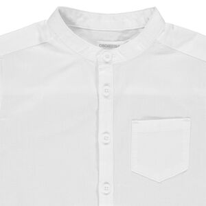 Chemise de cérémonie blanche à col mao et poche 