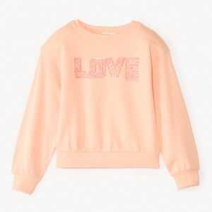 Sweat en molleton print Love à sequins fille 