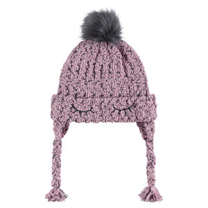 Bonnet péruvien en tricot avec détails brodés et pompon 