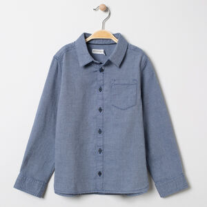 Chemise manches longues en coton fantaisie à poche 