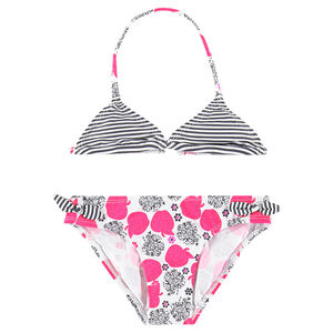 Maillot de bain 2 pièces à rayures et imprimé pommes 