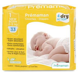Couches New Born Taille 1 (pack de 33 pièces) - 2 à 5 kg 