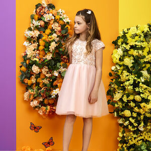 Robe de cérémonie en tulle avec papillons en sequins fille 