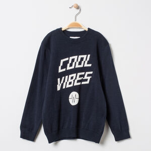 Pull en tricot fin à message printé pour enfant garçon 