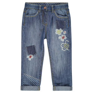 Jeans 7/8ème avec print et patchs 