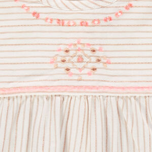 Tunique rayée et pailletée avec broderies fantaisie 