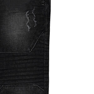 Jeans effet used et crinkle avec découpes  