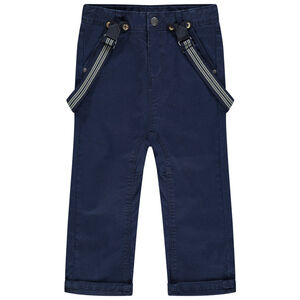 Pantalon en toile surteint avec bretelles élastiquées amovibles 