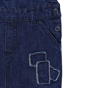 Salopette en denim avec patchs effet used et poches 