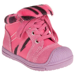 Bottillons en cuir à lacets avec revers zébré 