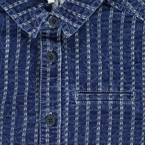 Chemise manches longues en coton fantaisie effet jeans 