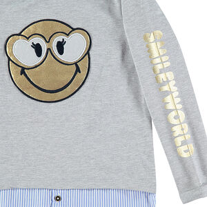 Sweat en molleton effet 2 en 1 avec print Smiley pailleté 