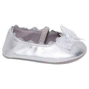 Babies argentées avec élastique et noeud en tulle 