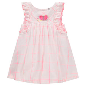 Robe à carreaux avec emmanchures volantées 