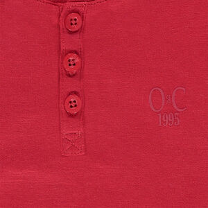 Tee-shirt manches longues en jersey uni avec ouverture au col 