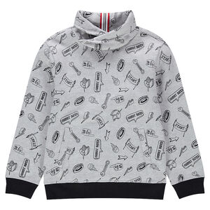 Junior - Sweat en molleton avec col croisé et imprimé all-over 