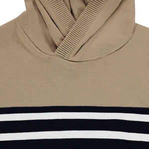 Pull en tricot à capuche à rayures placées 