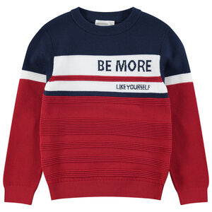 Pull en tricot ottoman avec inscriptions en jacquard 