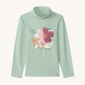 Sous-pull à col roulé et fleur effet pétales 3D fille 